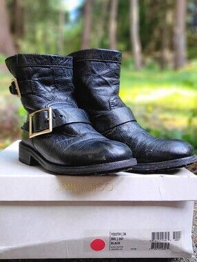Jimmy Choo Youth Biker Leather Boots – Size 34 / US 4
